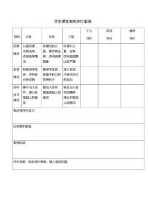 学生课堂表现评价量规表