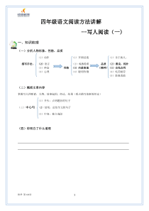 四年级语文写人文章阅读训练