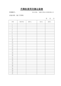 施工升降机交接班纪录、运转记录等一套