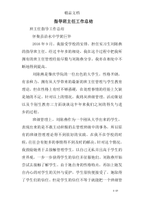 指导班主任工作总结