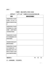 医院领导班子民主生活会征求意见表DOC