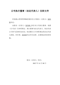 公司执行董事(法定代表人)任职文件