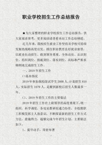 职业学校招生工作总结报告.