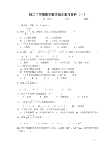 初二数学下册期末复习14套