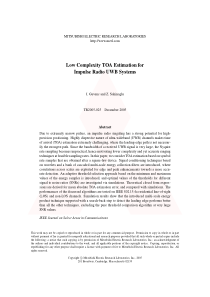 Low Complexity TOA Estimation for Impulse Radio UW