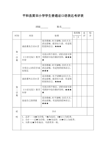 普通话口语表达考评表