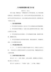 八年级物理下复习计划