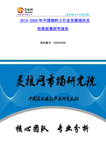 高岭土行业发展现状调研及投资分析报告—灵核网