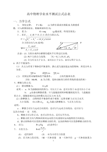 高中物理学业水平测试公式总表