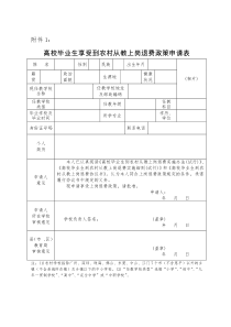 高校毕业生享受到农村从教上岗退费政策申请表