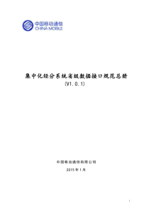 集中化经分系统省级数据接口规范__总册V101