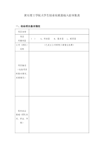 黄石理工学院大学生创业实践基地入驻审批表