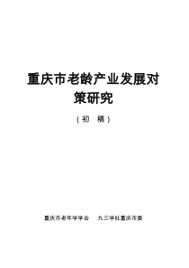 重庆市老龄产业发展对策研究