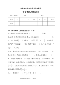 青岛版六年制五年级数学下册期末测试题