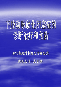 下肢动脉硬化闭塞症的诊断治疗及预防