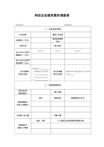 科技企业服务需求调查表