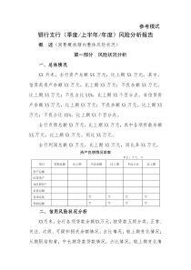 银行季度风险分析报告模板