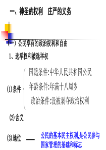 高一政治必修2第一单元第一课第二框题政治权利和义务参与政治生活的准则