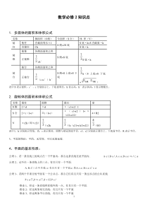 高一数学必修二各章知识点总结