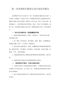 进一步改善医疗服务行动计划自评报告