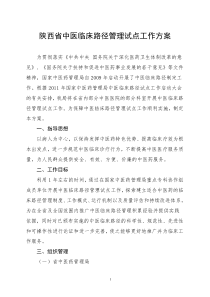 陕西省中医临床路径管理试点工作方案