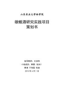 雄蛾酒项目研究及推广策划书(第四小组)