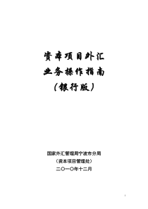 资本项目银行外汇业务操作指南2011版宁波分局版