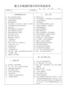 遵义市城建档案馆城建档案审核接收单