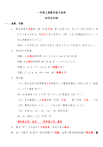 青岛版一年级上册数学复习材料(总结)