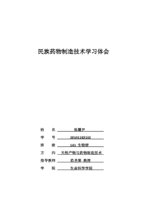 药物制造技术-学习心得