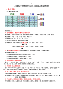 最新人教版小学数学四年级上册期末复习知识点