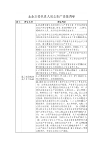 企业主要负责人安全生产责任清单