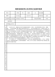 海南省新录用公务员转正定级审批表