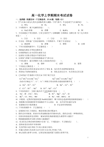 2018高一化学人教版必修一期末考试试卷含答案