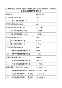 五年级上册数学公式汇总