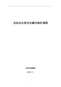 自动化仪表安全维护操作规程