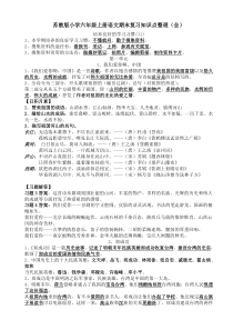 苏教版小学六年级语文上册复习资料(单元知识点)