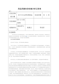 药品质量信息收集分析记录表