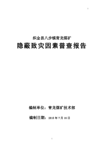 织金县八步镇青龙煤矿隐蔽致灾因素普查报告