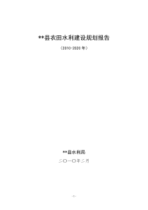 XXXX-2020年县级农田水利规划报告