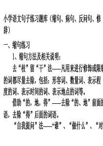 小学语文句子练习题库(缩句、病句、反问句、修辞)190410