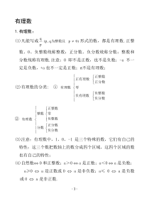 冀教版七年级上册数学知识汇总