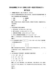 贵州省晴隆二中2011届高三化学一轮复习同步练习5离子反应