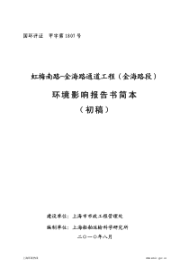 虹梅南路-金海路通道工程（金海路段）环境影响报告