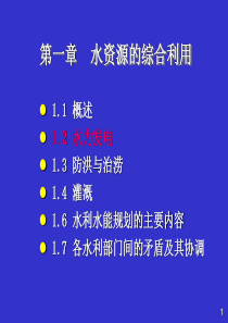 水利水能规划 第一章 水资源的综合利用