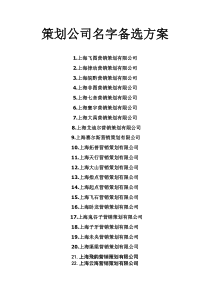 策划公司名字备选方案