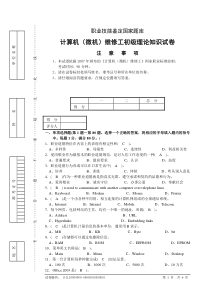 计算机(微机)维修工初级理论试卷正文