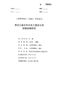 黑龙江省水利水电工程总公司经营战略研究