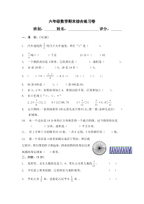 人教版小学六年级数学上册综合练习题-答案