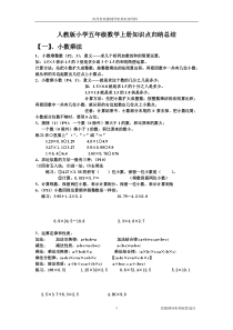 人教版小学五年级数学知识点归纳